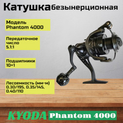 Катушка KYODA Phantom 4000, 10+1 подшипн., передний фрикцион, запасная шпуля