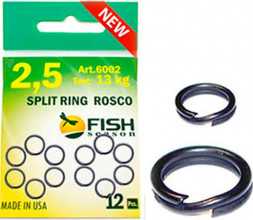 Кольцо заводное FISH SEASON Rosco №2.5 Black 13кг 12шт 6002-2.5F