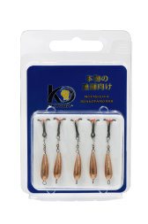 Мормышка Kyoda Черт с подвесным тройником, размер XL, вес 2.8 гр медь 5 шт