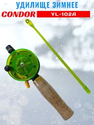Удочка зимняя CONDOR YL-102A, средняя катушка, пробковая ручка, толстый шестик