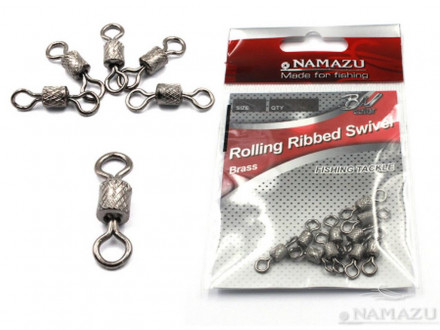 Вертлюг Namazu Pro ROLLING RIBBED SWIVEL, латунь, цв. Carbon, р. 2, test-43 кг уп. 10 шт.