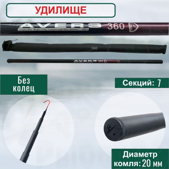 Удилище Condor Avers Compact без колец длина 3,6 м, тест 15-40 гр