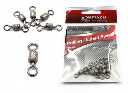 Вертлюг Namazu ROLLING RIBBED SWIVEL, латунь, цв. BN, р. 8, test-9 кг уп.10 шт