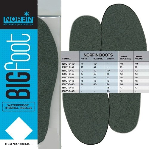 Стельки NORFIN Bigfoot бахил. термо непромок. р.46