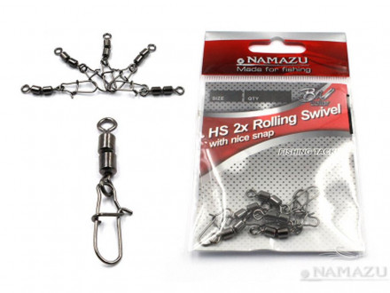 Вертлюг с застежкой Namazu Pro ROLLING RIBBED SWIVEL WITH NICE SNAP, цв. Carbon, р. 3, test-57 кг, к